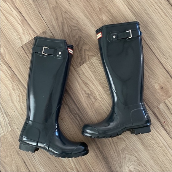 Hunter Original Tall Gloss Rain Boots Dark Slate ~ NWOT! - Picture 8 of 12